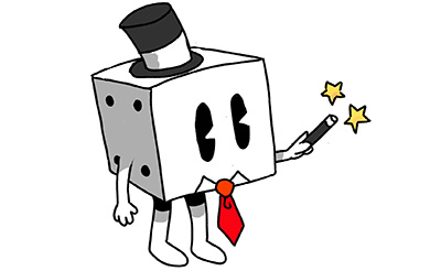 Illustration mascotte dé magicien